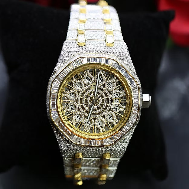 Unique Moissanite Diamond Watch – Antique Style Automatic Movement | Limited Edition Luxury Men’s Timepiece