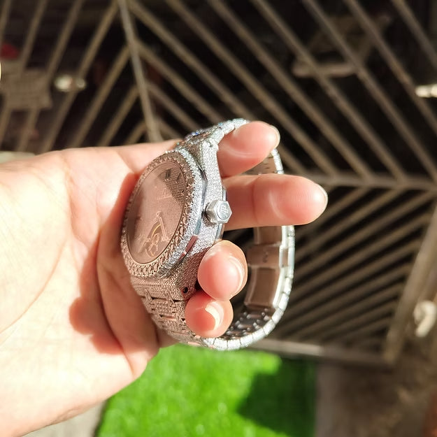 Fully Bust Down AP Watch – Moissanite Diamonds | Custom Iced Out Luxury Men's Timepiece