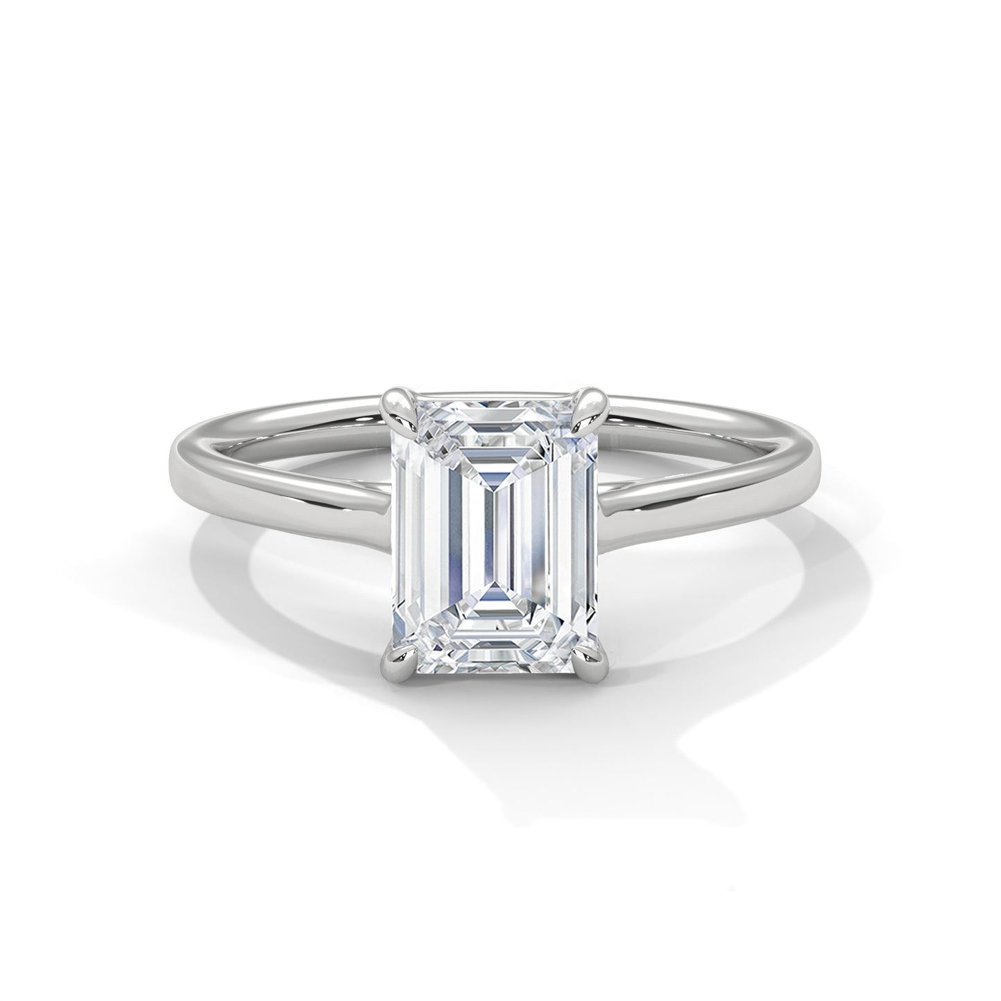 Emerald Cut Moissanite Solitaire Engagement Ring in 14K Yellow Gold