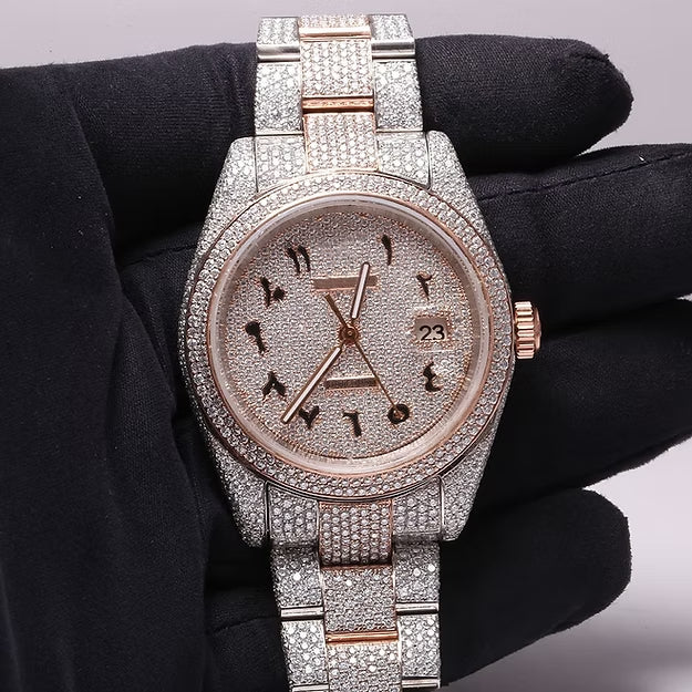 2025 Men’s VVS Moissanite Diamond Watch – Stainless Steel Iced Out Luxury Timepiece with Handmade Setting