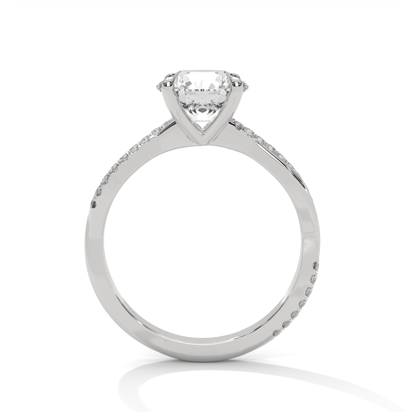 14K Rose Gold Pavé Solitaire Engagement Ring – Round Cut Moissanite Proposal Ring