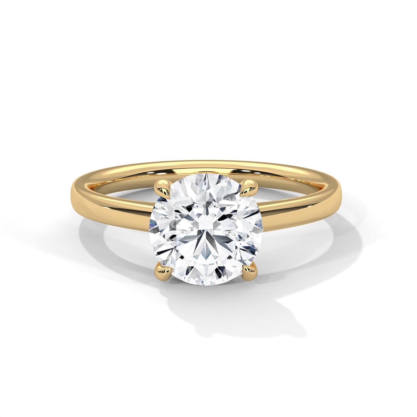 Classic Round Cut Moissanite Solitaire Engagement Ring in 14K Yellow Gold – Timeless Minimalist Bridal Jewelry for Her