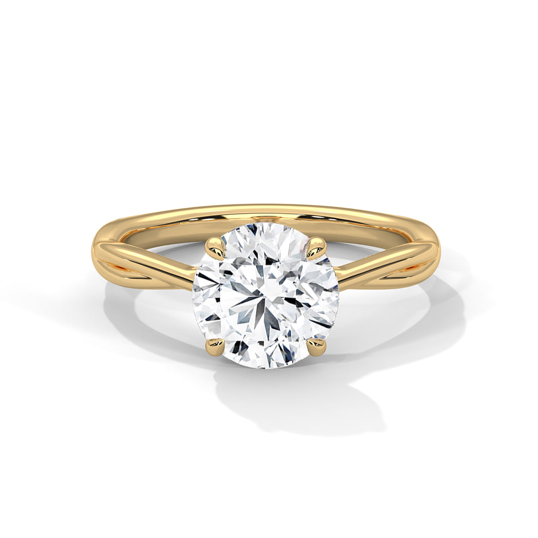 Round Cut Moissanite Engagement Ring – Rose Gold Solitaire Twisted Band Bridal Ring