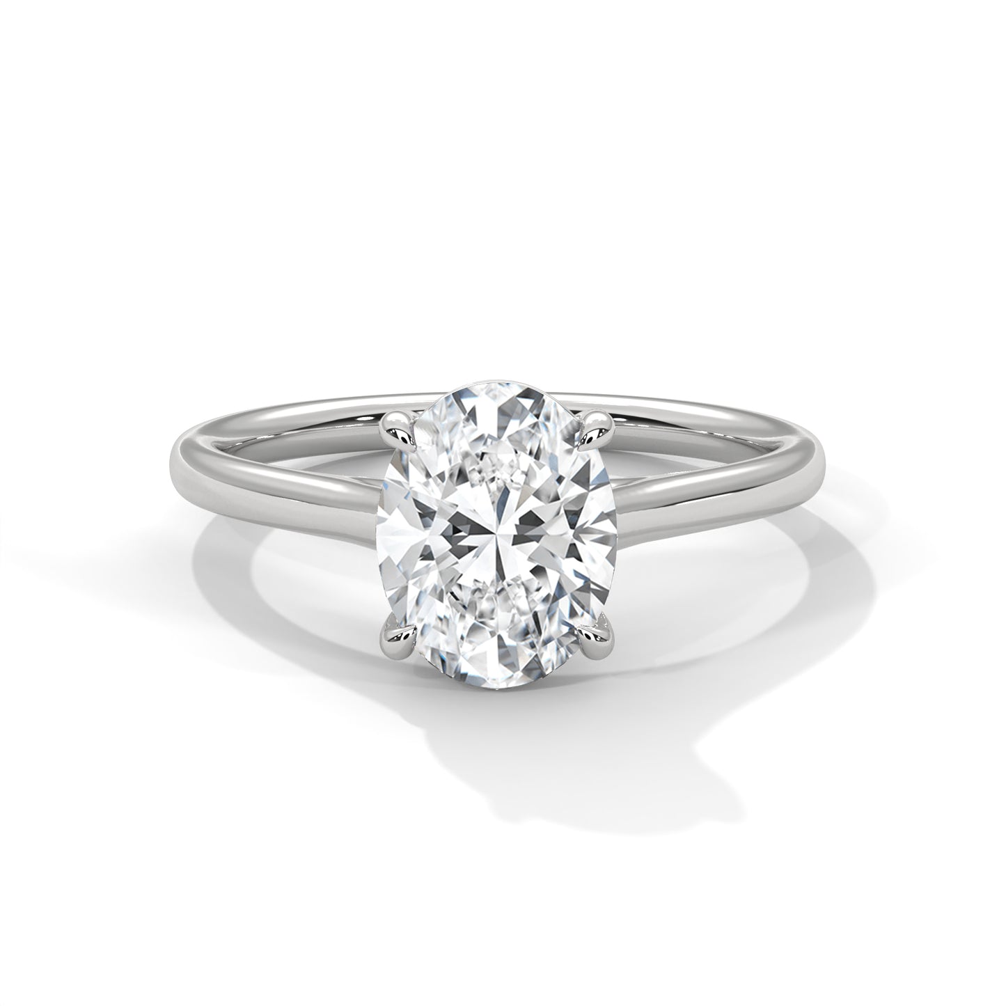 Oval Cut Moissanite Engagement Ring – White Gold Solitaire Classic Bridal Ring