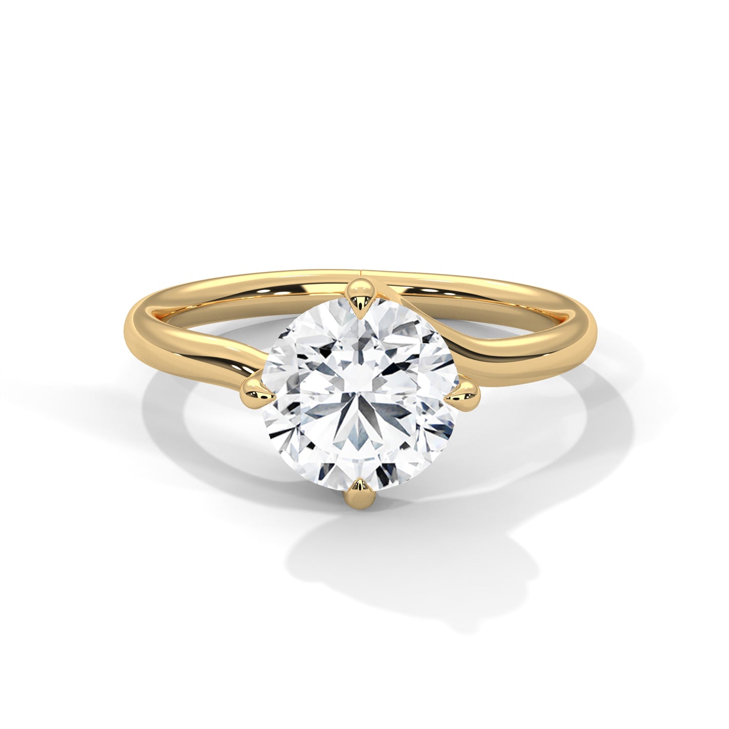 Round Cut Moissanite Solitaire Engagement Ring | 14K Yellow Gold Minimalist Wedding Ring | Classic Gold Proposal Ring for Her | Timeless Bridal Jewelry