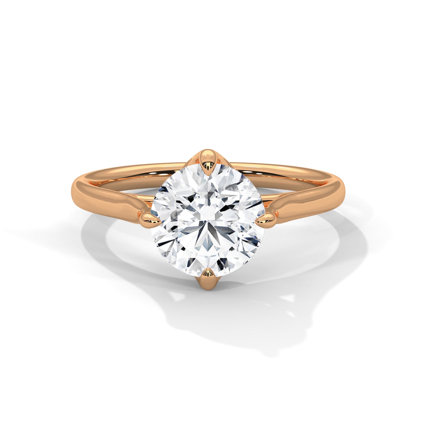 Round Brilliant Cut Moissanite Solitaire Engagement Ring in Yellow Gold