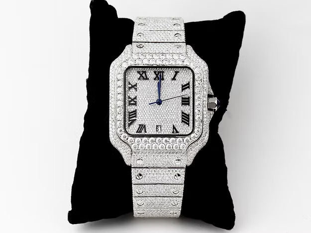 Luxurious Roman Dial Santos Watch – Elegant Stainless Steel Luxury Timepiece for Men & Women