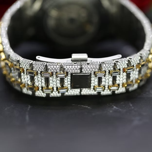 Unique Moissanite Diamond Watch – Antique Style Automatic Movement | Limited Edition Luxury Men’s Timepiece