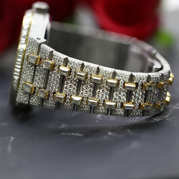 Unique Moissanite Diamond Watch – Antique Style Automatic Movement | Limited Edition Luxury Men’s Timepiece
