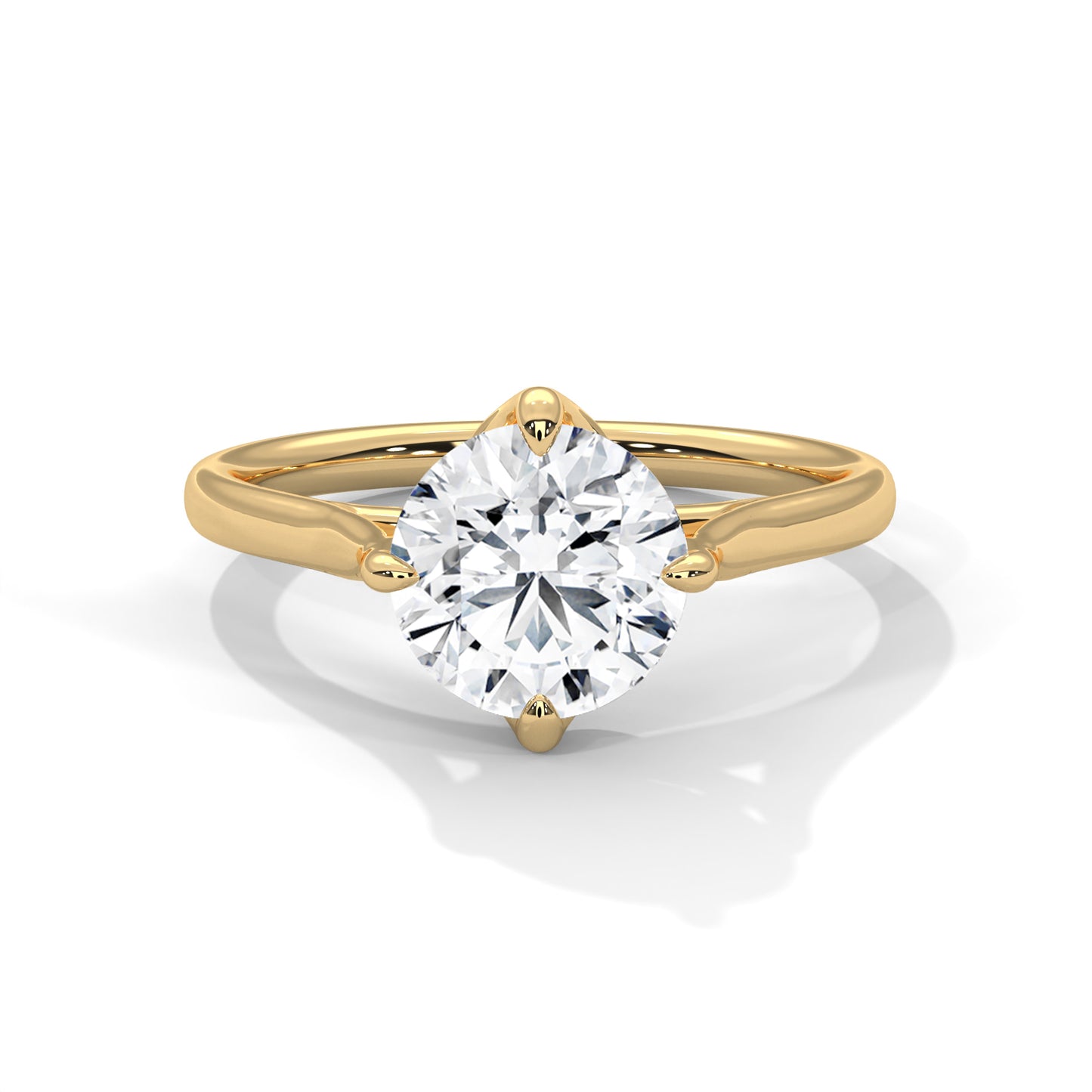 Round Brilliant Cut Moissanite Solitaire Engagement Ring in Yellow Gold