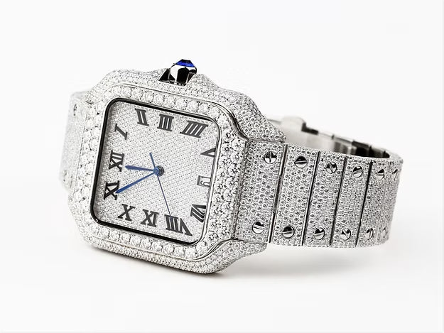 Luxurious Roman Dial Santos Watch – Elegant Stainless Steel Luxury Timepiece for Men & Women