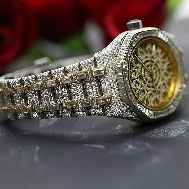 Unique Moissanite Diamond Watch – Antique Style Automatic Movement | Limited Edition Luxury Men’s Timepiece