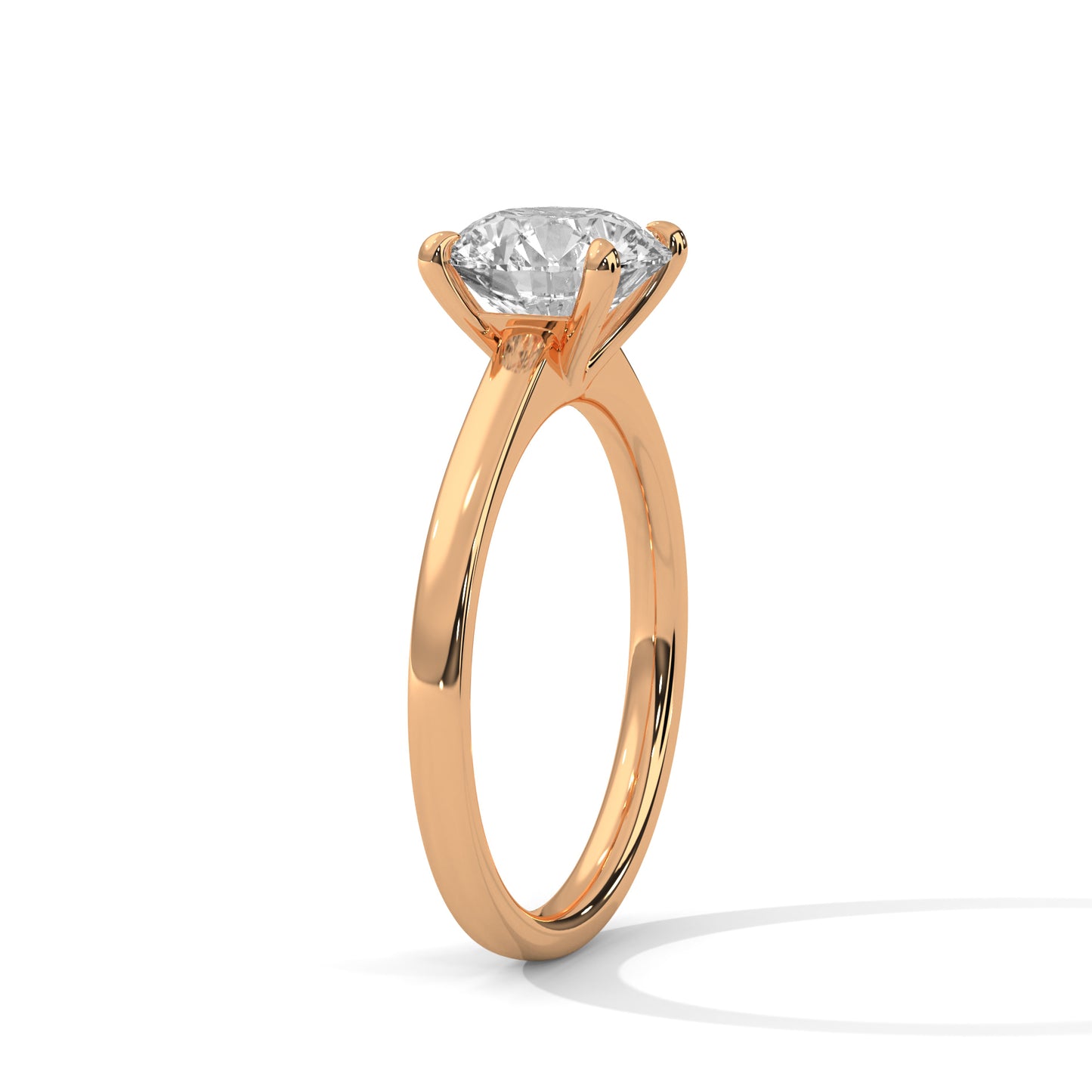 Classic Round Cut Moissanite Solitaire Engagement Ring in 14K Yellow Gold – Timeless Minimalist Bridal Jewelry for Her