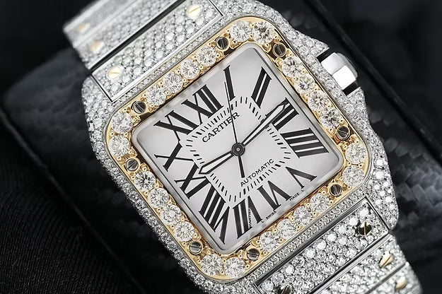 Cartier Santos 100 Large Automatic Two Tone Diamond Watch