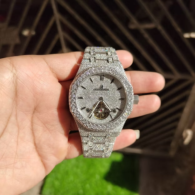 Fully Bust Down AP Watch – Moissanite Diamonds | Custom Iced Out Luxury Men's Timepiece