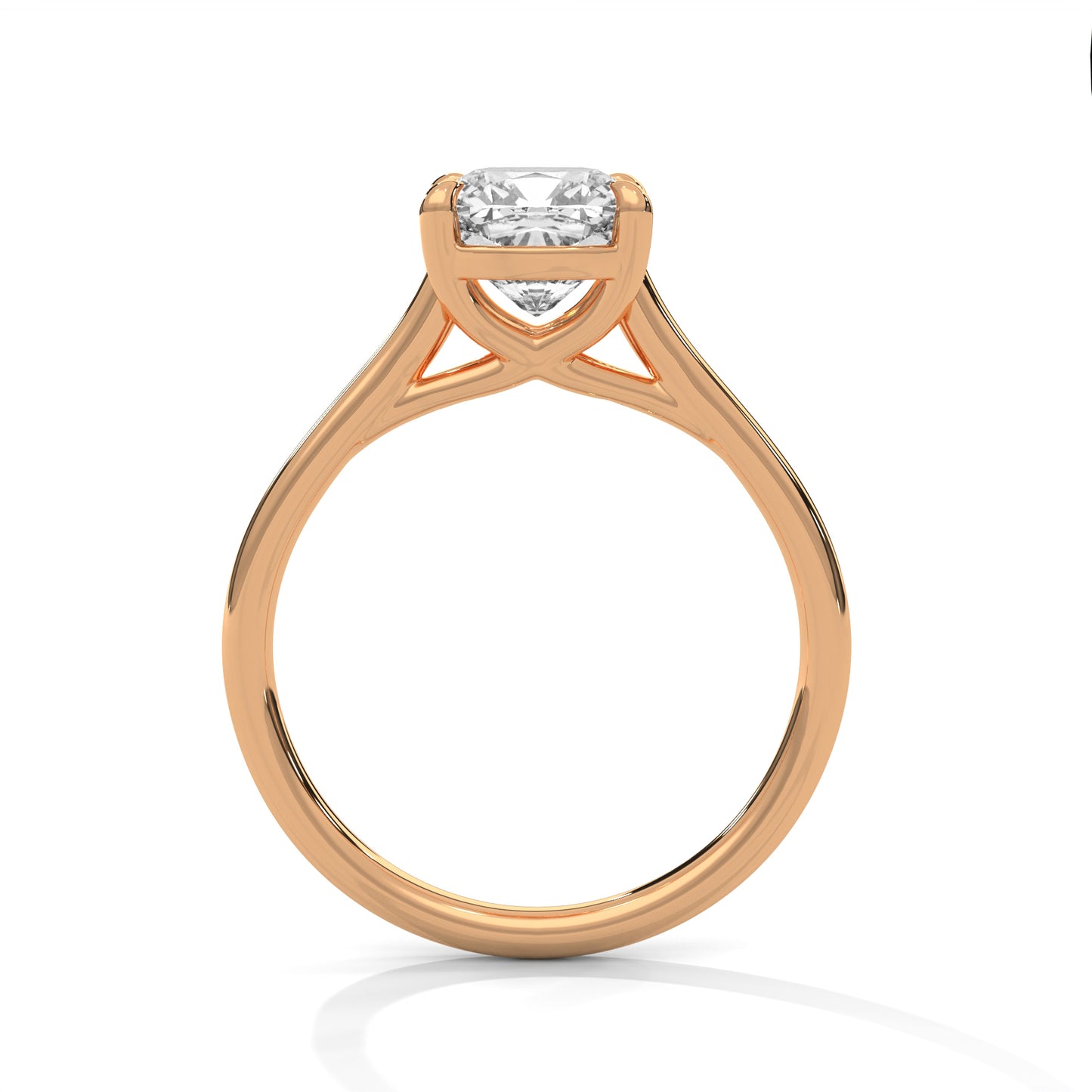 Cushion Cut Moissanite Solitaire Engagement Ring – 14K Yellow Gold Classic Bridal Jewelry