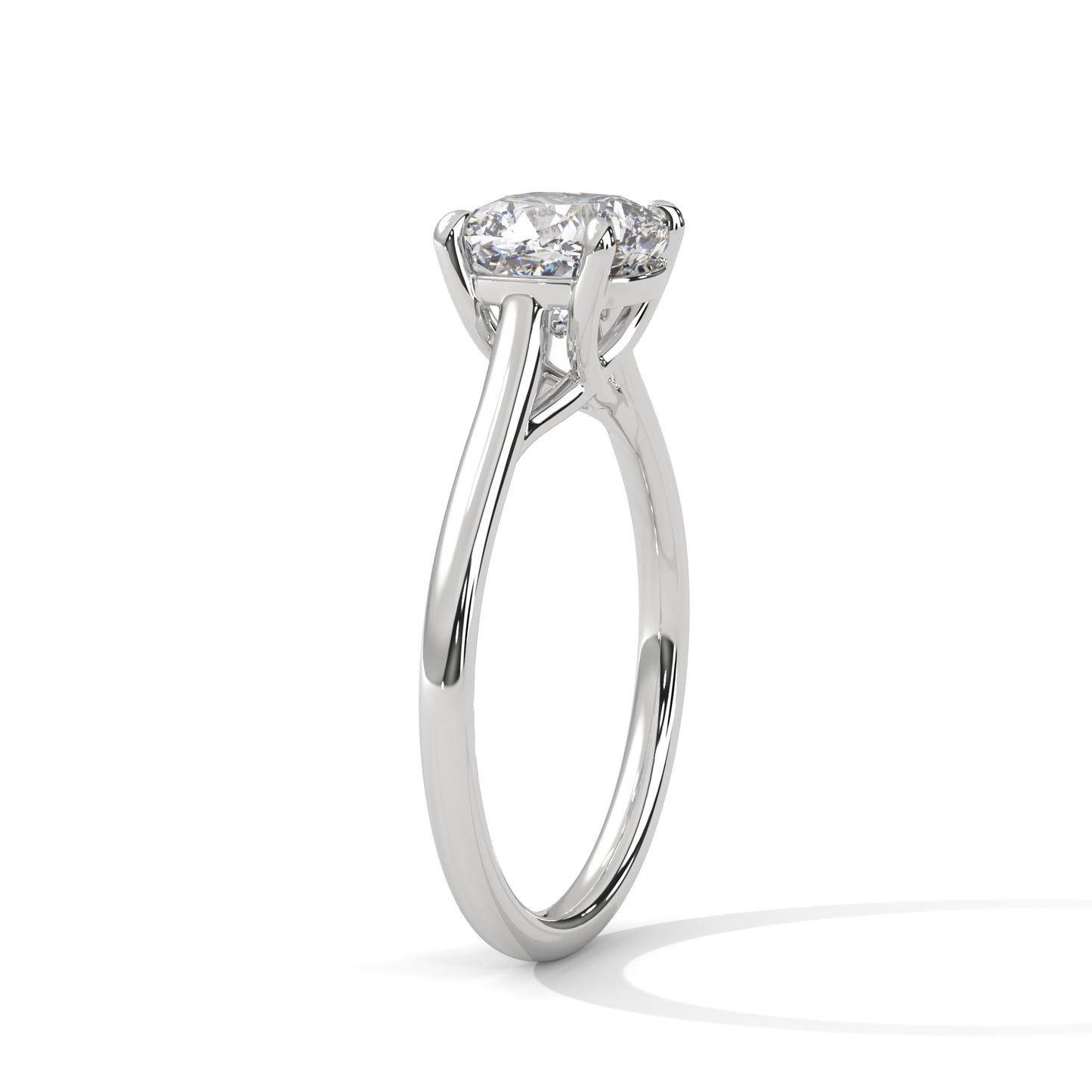 Cushion Cut Moissanite Solitaire Engagement Ring – 14K Yellow Gold Classic Bridal Jewelry