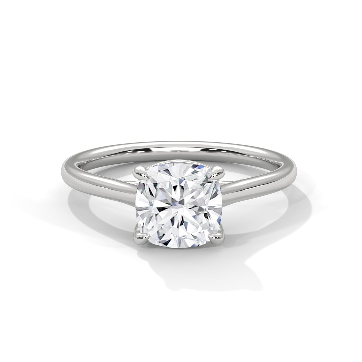 Cushion Cut Moissanite Solitaire Engagement Ring – 14K Yellow Gold Classic Bridal Jewelry