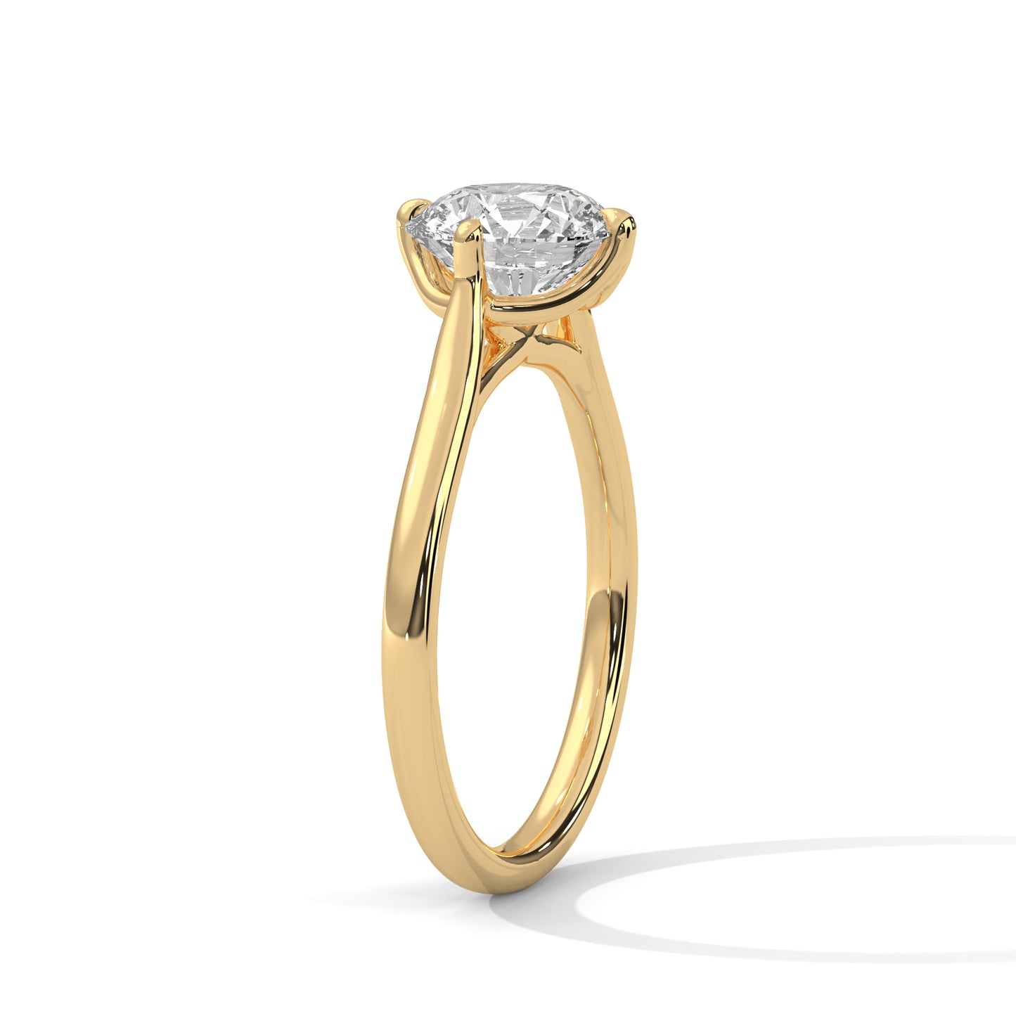 Round Brilliant Cut Moissanite Solitaire Engagement Ring in Yellow Gold