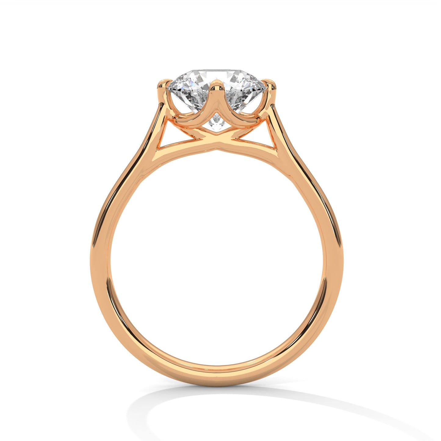 Round Brilliant Cut Moissanite Solitaire Engagement Ring in Yellow Gold