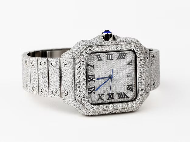 Luxurious Roman Dial Santos Watch – Elegant Stainless Steel Luxury Timepiece for Men & Women
