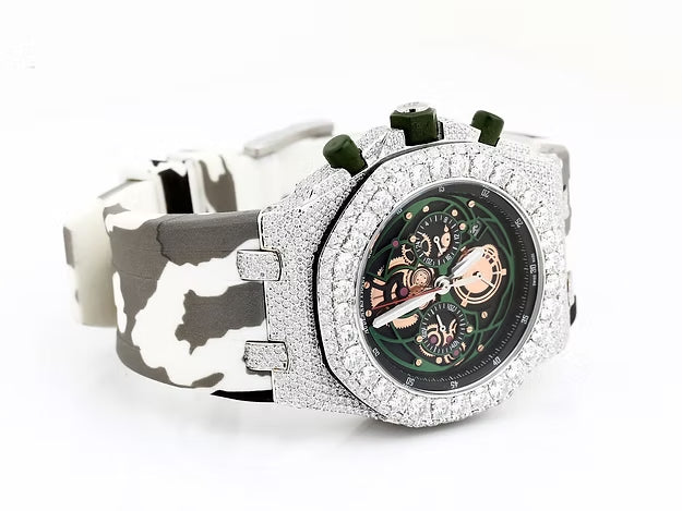 Handmade VVS Moissanite Diamond Bust Down Watch – Luminous Men's Wristwatch with Studded Iced Out Design (Copy)