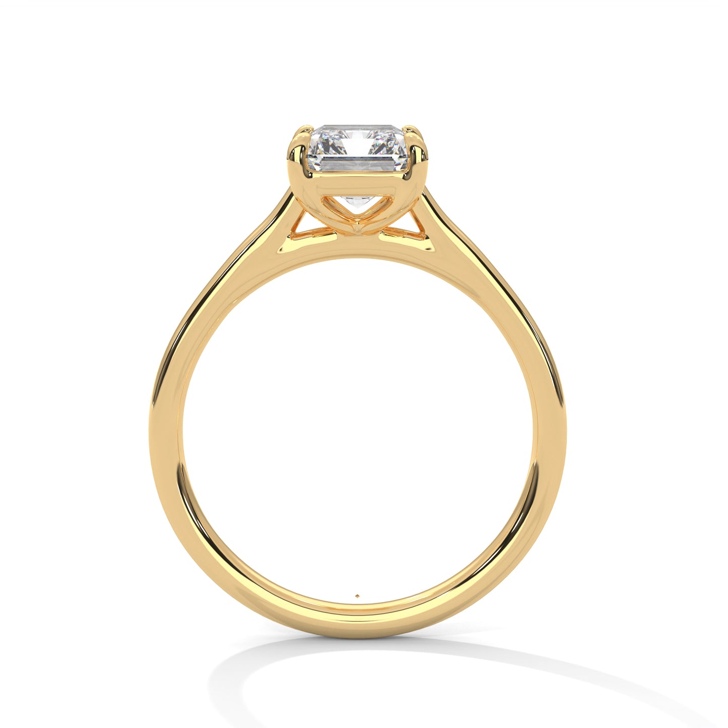 Emerald Cut Moissanite Solitaire Engagement Ring in 14K Yellow Gold