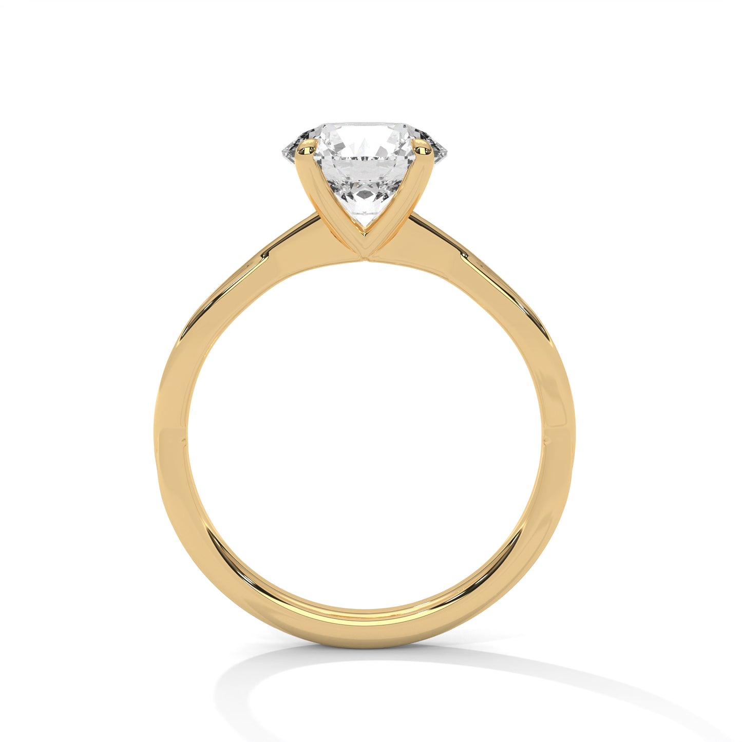 Round Cut Moissanite Engagement Ring – Rose Gold Solitaire Twisted Band Bridal Ring