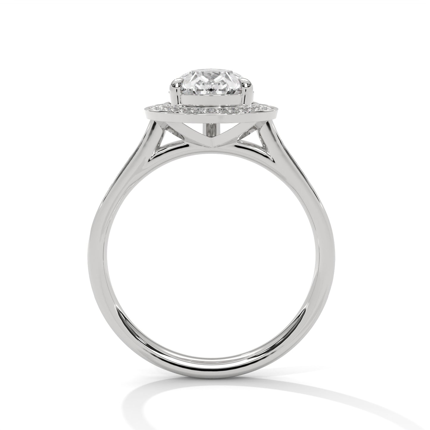 Pear Cut Halo Moissanite Engagement Ring – 14K Yellow Gold Teardrop Diamond Ring