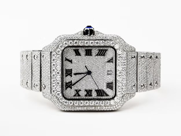 Luxurious Roman Dial Santos Watch – Elegant Stainless Steel Luxury Timepiece for Men & Women