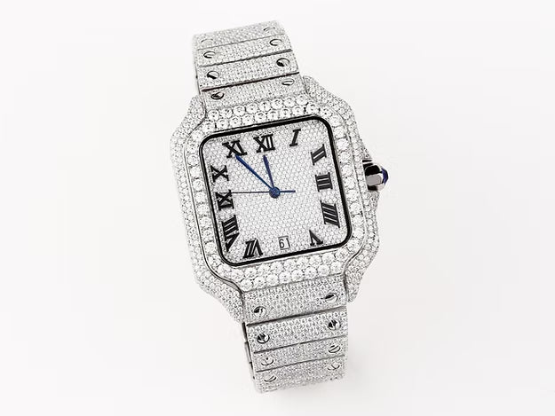 Luxurious Roman Dial Santos Watch – Elegant Stainless Steel Luxury Timepiece for Men & Women