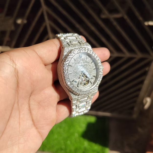 Fully Bust Down AP Watch – Moissanite Diamonds | Custom Iced Out Luxury Men's Timepiece