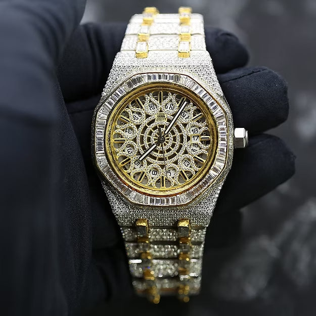 Unique Moissanite Diamond Watch – Antique Style Automatic Movement | Limited Edition Luxury Men’s Timepiece