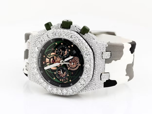 Handmade VVS Moissanite Diamond Bust Down Watch – Luminous Men's Wristwatch with Studded Iced Out Design (Copy)