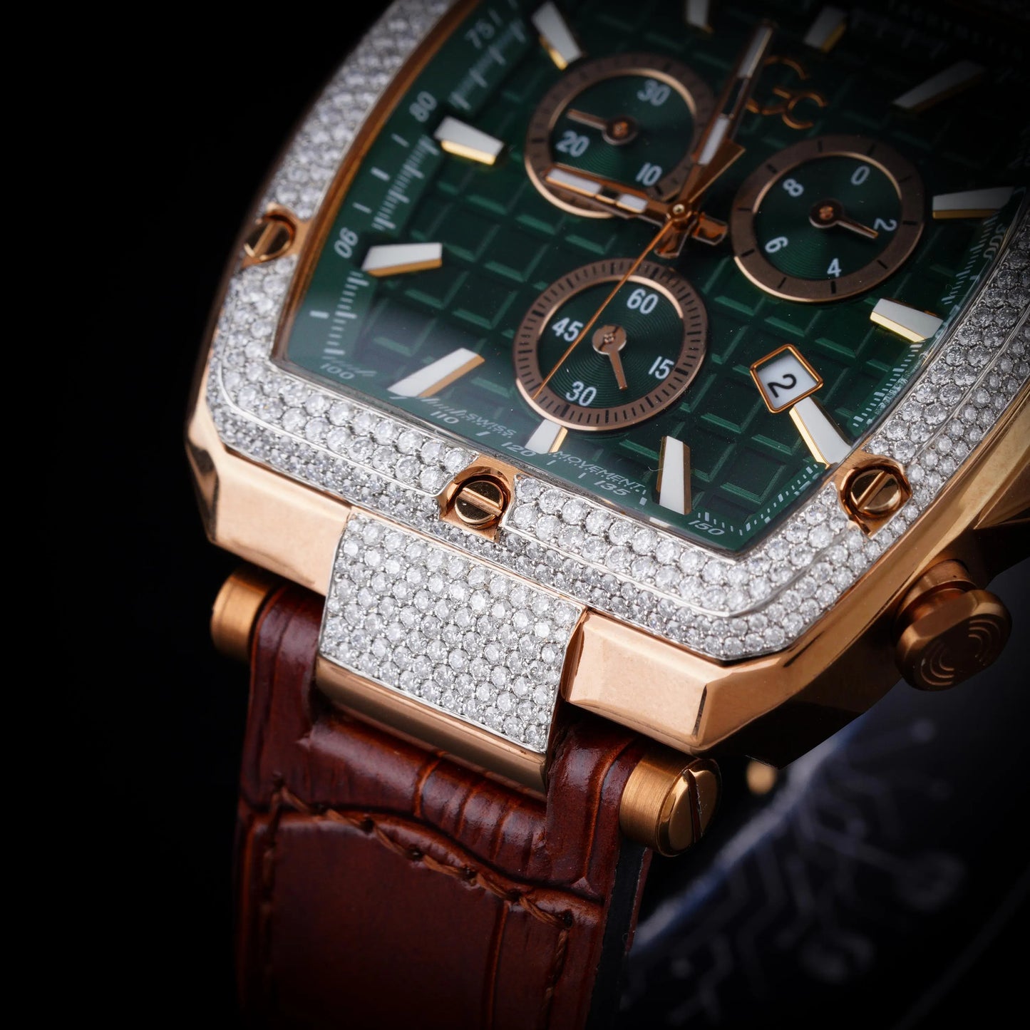 Forest Majesty Chronograph Diamond Watch – Luxury Green Dial Timepiece with Moissanite or Natural Diamonds for Men
