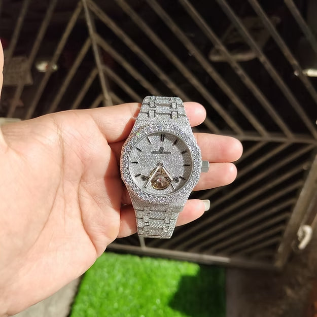 Fully Bust Down AP Watch – Moissanite Diamonds | Custom Iced Out Luxury Men's Timepiece