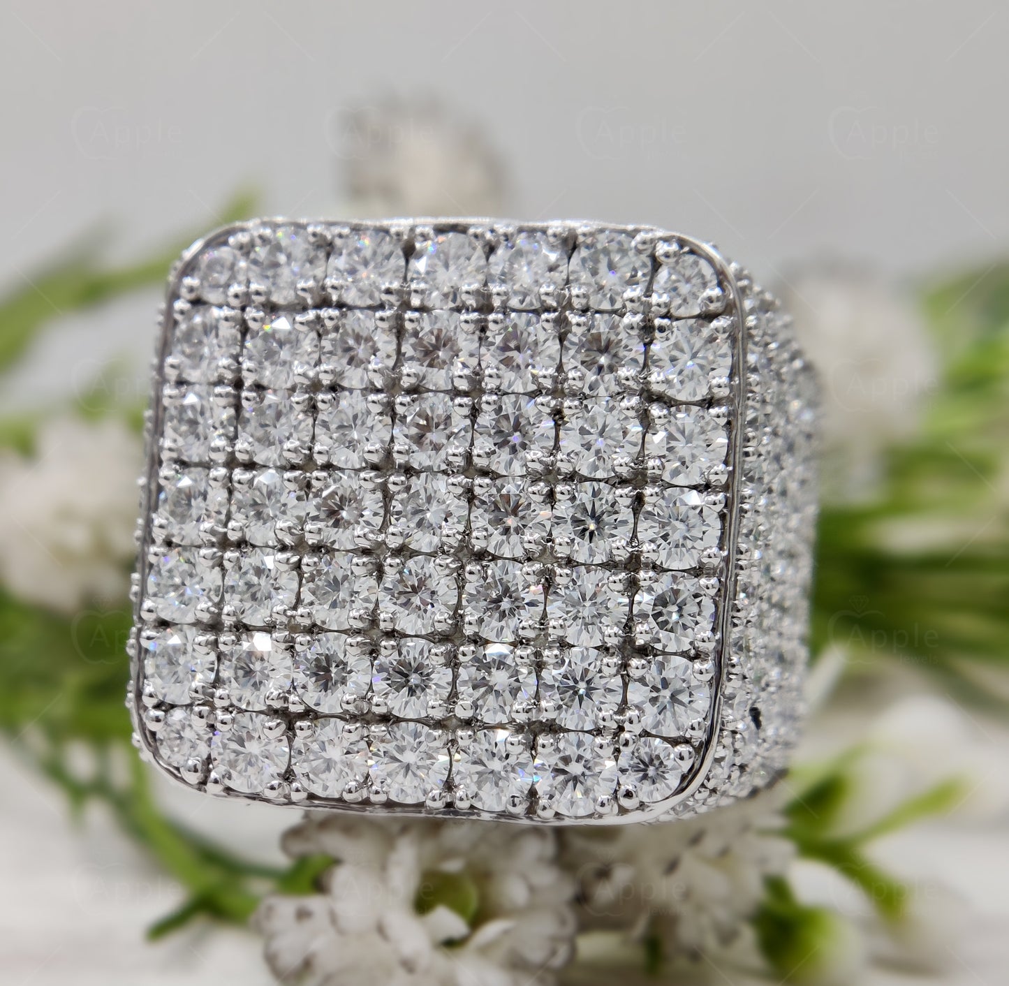 Exquisite Moissanite Diamond Men's Ring with 925 Silver Cluster Setting | Sophisticated Elegance and Timeless Style