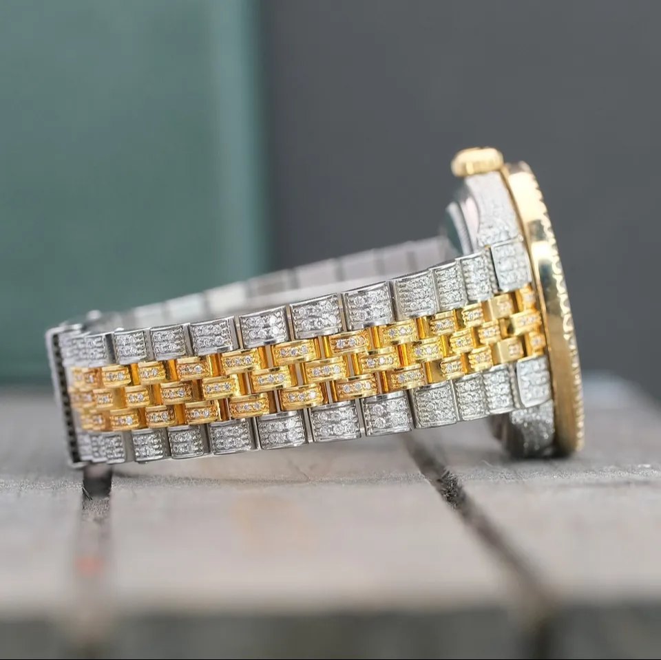 Luxury VVS Moissanite Diamond Watch | Dual Tone Iced Out Hip Hop