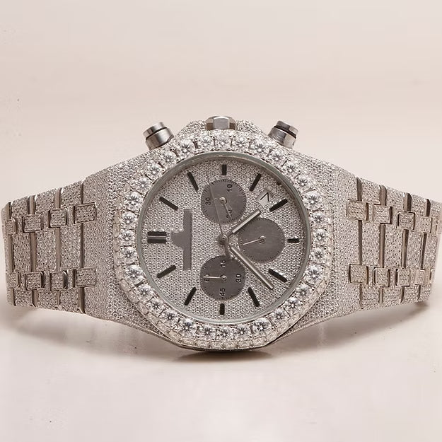 Audemars Piguet Arabic Dial Fully Iced Out Moissanite Diamond Watch – Luxury AP Timepiece for Men