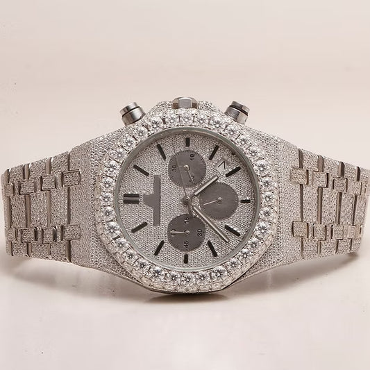 Audemars Piguet Arabic Dial Fully Iced Out Moissanite Diamond Watch – Luxury AP Timepiece for Men