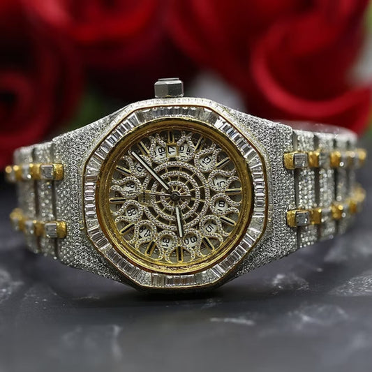 Unique Moissanite Diamond Watch – Antique Style Automatic Movement | Limited Edition Luxury Men’s Timepiece