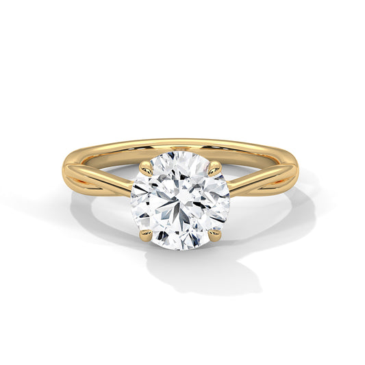 Round Cut Moissanite Engagement Ring – Rose Gold Solitaire Twisted Band Bridal Ring