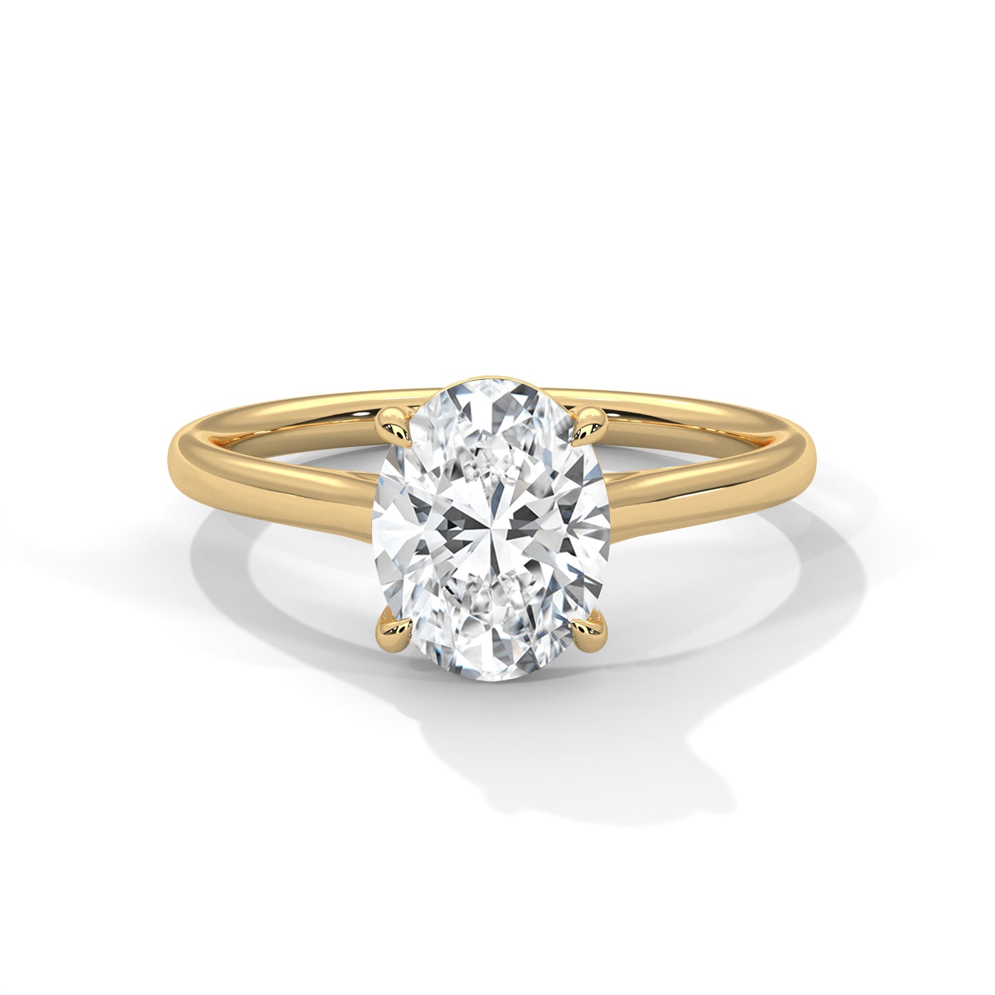 Oval Cut Moissanite Engagement Ring – White Gold Solitaire Classic Bridal Ring