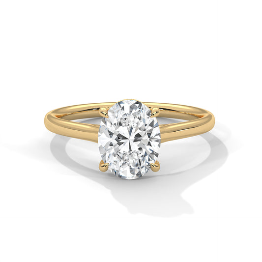 Oval Cut Moissanite Engagement Ring – White Gold Solitaire Classic Bridal Ring
