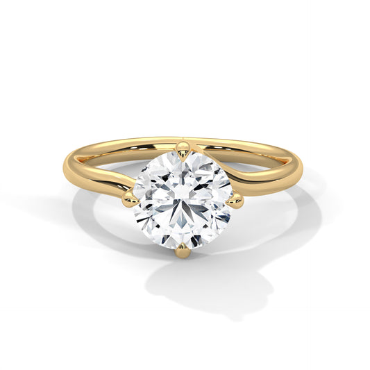 Round Cut Moissanite Solitaire Engagement Ring | 14K Yellow Gold Minimalist Wedding Ring | Classic Gold Proposal Ring for Her | Timeless Bridal Jewelry