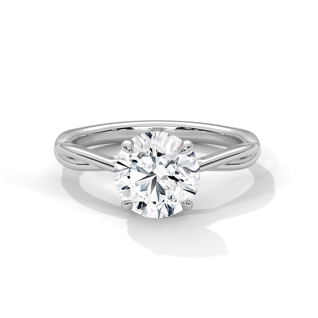 Round Cut Moissanite Engagement Ring – Rose Gold Solitaire Twisted Band Bridal Ring
