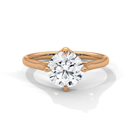 Round Brilliant Cut Moissanite Solitaire Engagement Ring in Yellow Gold