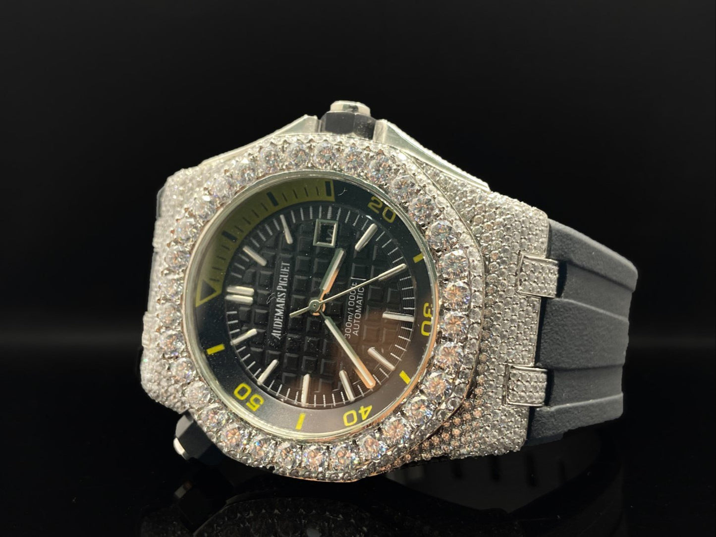 Luxury Moissanite Diamond Watch | Premium Quality, Diamond-Studded, Rubber Strap Watch