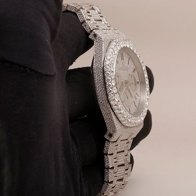 Audemars Piguet Arabic Dial Fully Iced Out Moissanite Diamond Watch – Luxury AP Timepiece for Men
