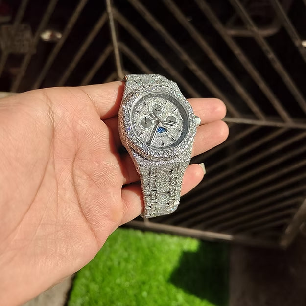 Audemars Piguet Fully Iced Out AP Moissanite Diamond Watch – Luxury Men’s Timepiece